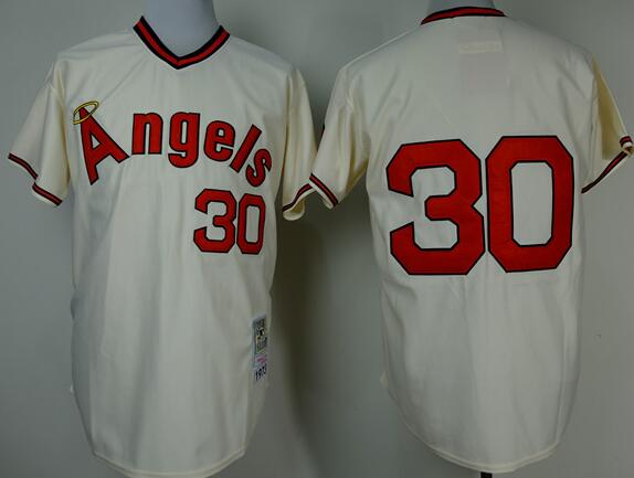 Los angeles angels 30 Nolan Ryan Embroidered men baseball mlb Jersey Cream