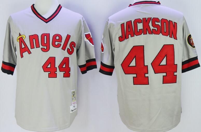 Los angeles angels 44 Reggie Jackson throwback gray 1985 men baseball mlb Jerseys