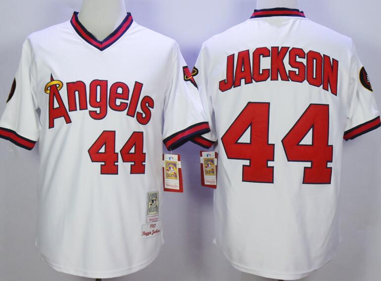 Los angeles angels 44 Reggie Jackson throwback white 1985 men baseball mlb Jerseys