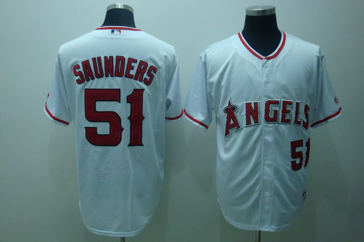 Los angeles angels 51 Saunders Embroidered white men baseball mlb Jersey