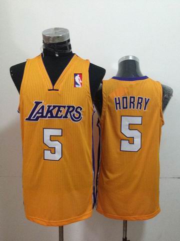 Los angeles lakers Robert Horry 5 yellow  adidas men nba basketball jerseys