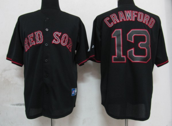 MLB Boston Red Sox 13 Crawford Black Fashion men baseball mlb Jerseys