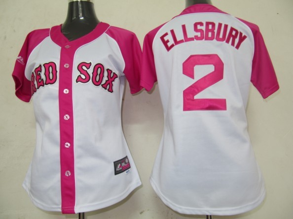 MLB Boston Red Sox 2 Ellsbury Womens Pink Splash Fashion Jersey