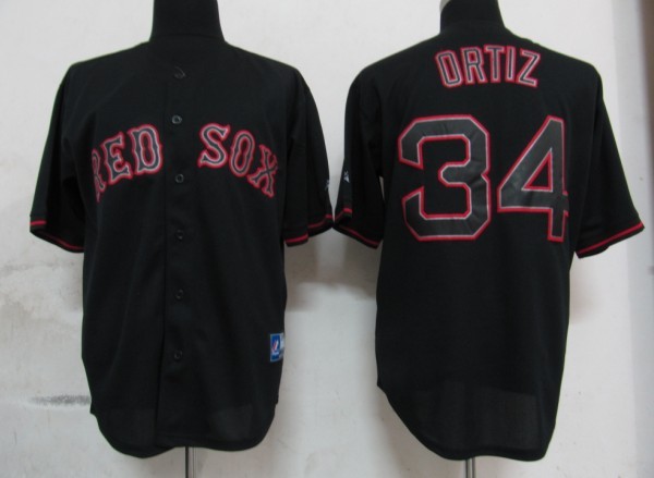 MLB Boston Red Sox 34 Ortiz Black Fashion  men baseball mlb Jerseys