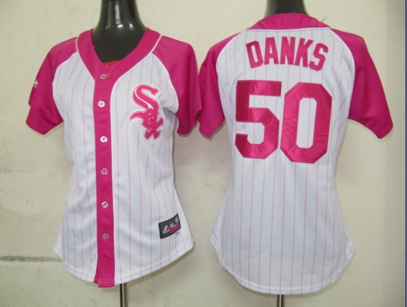 MLB Chicago White Sox 50 Danks Womens Pink Splash Fashion Jersey