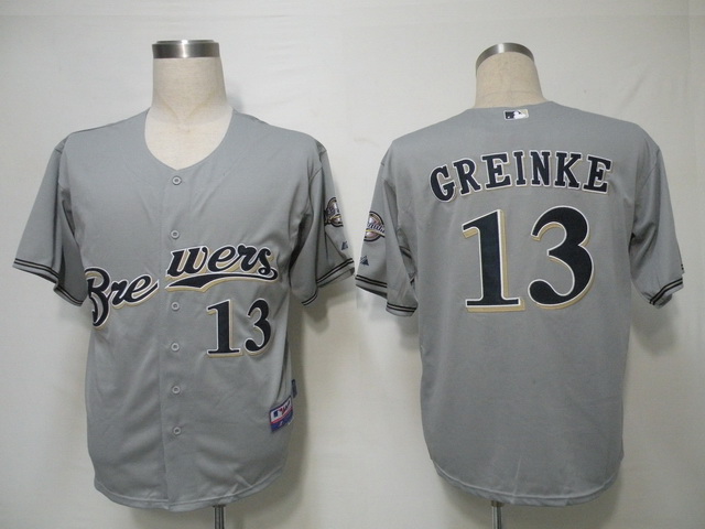 MLB Jerseys Milwaukee Brewers 13 Greinke Grey