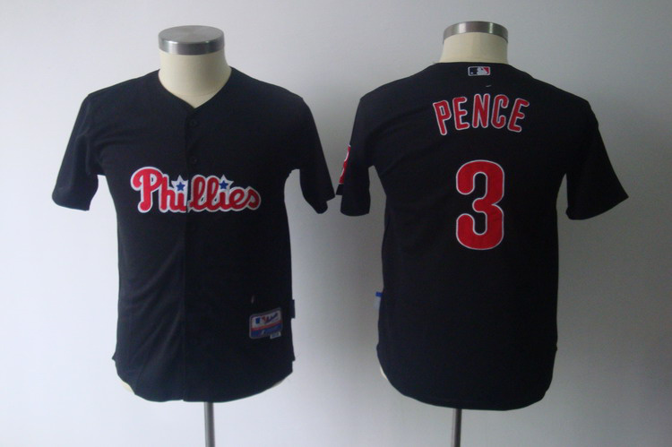 MLB Jerseys Philadephia Phillis 3 Pence black kid jersey