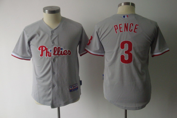 MLB Jerseys Philadephia Phillis 3 Pence gray kid jersey