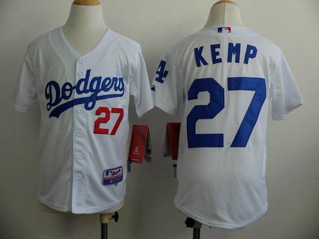 MLB Los Angeles Dodgers #27 Matt Kemp white Kid Jerseys