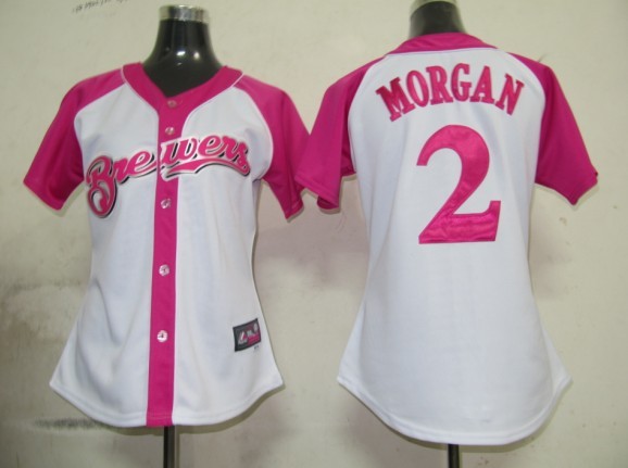 MLB Milwaukee Brewers 2 Morgan Womens Pink Splash Fashion Jersey