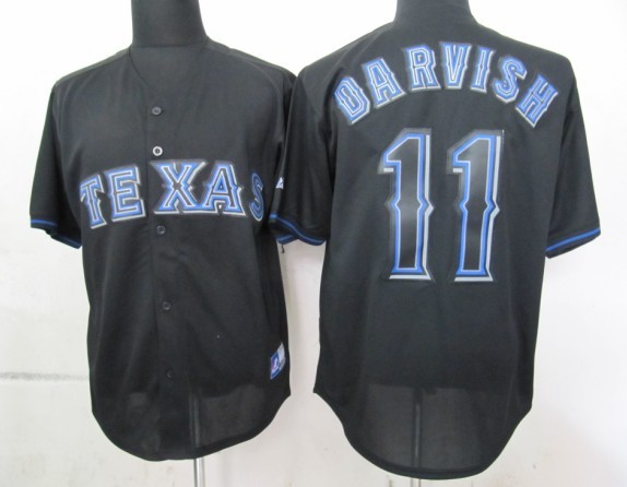 MLB Texas Rangers 11 Darvish Black Fashion Jerseys