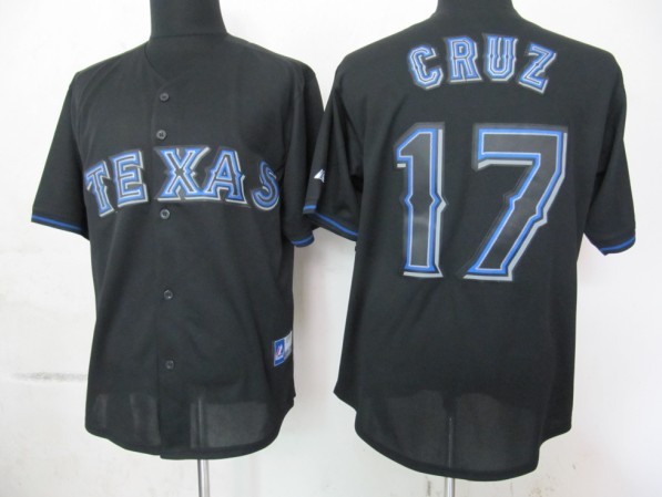 MLB Texas Rangers 17 Cruz Black Fashion Jerseys