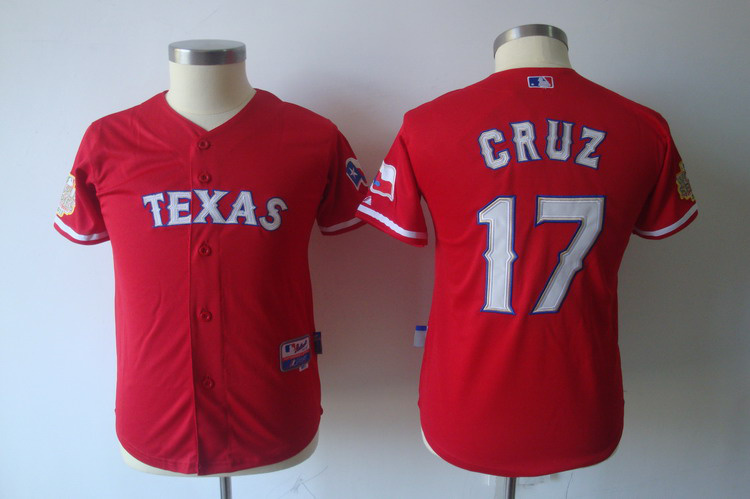 MLB Texas Rangers 17 Cruz kid Red jerse