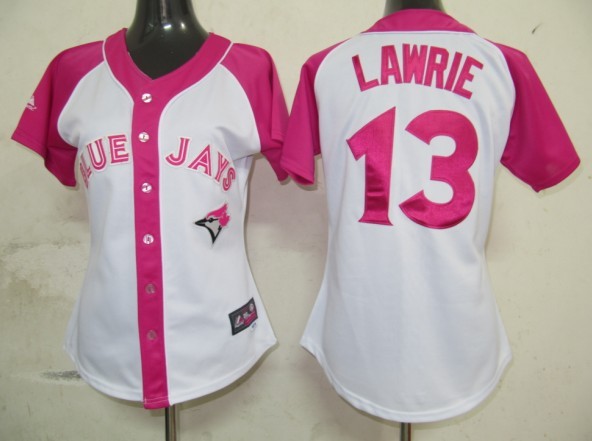 MLB Toronto Blue Jays 13 Lawrie Womens Pink Splash Fashion Jersey