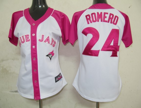 MLB Toronto Blue Jays 24 Romero Womens Pink Splash Fashion Jersey