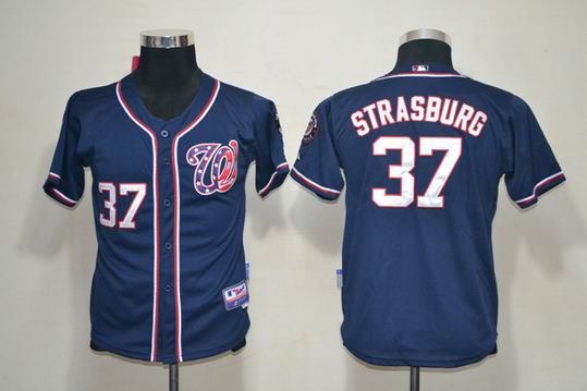 MLB Washington National 37 STRASBURG blue kid Jerseys