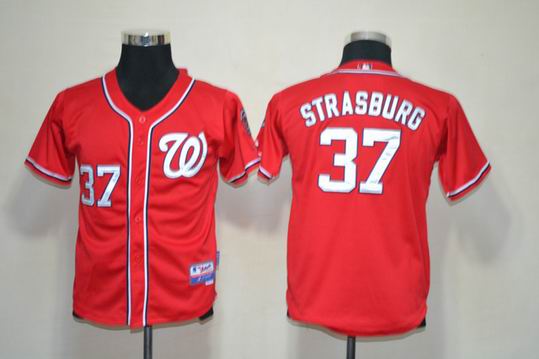 MLB Washington National 37 STRASBURG red kid Jerseys