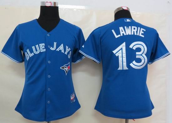 MLB Womens Toronto Blue Jays 13 Lawrie Blue Jersey