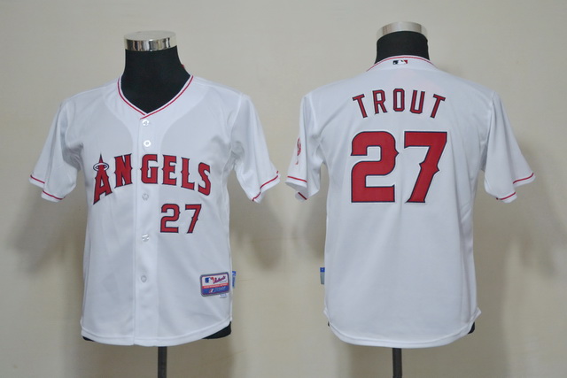 MLB Youth Jerseys Los Angeles Angels 27 Mike Trout White