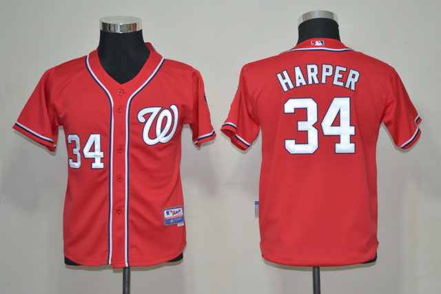 MLB Youth Jerseys Washington Nationals 34 Harper Red