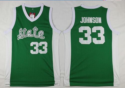 Magic Johnson Michigan State Spartans #33 Green Basketball Jersey