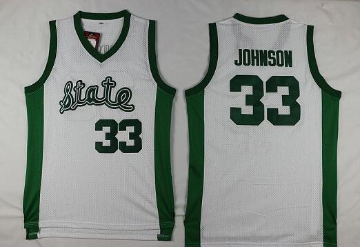 Magic Johnson Michigan State Spartans #33 White Basketball Jersey