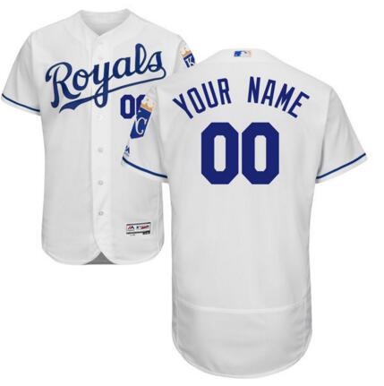 Men's Kansas City Royals Majestic Road white Flex Base Authentic Collection Custom Jersey