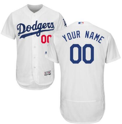 Men's Los Angeles Dodgers Majestic Home White Flex Base Authentic Collection Custom Jersey