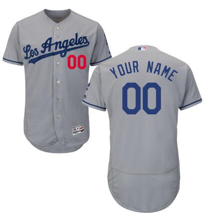 Men's Los Angeles Dodgers Majestic Home grey Flex Base Authentic Collection Custom Jerse