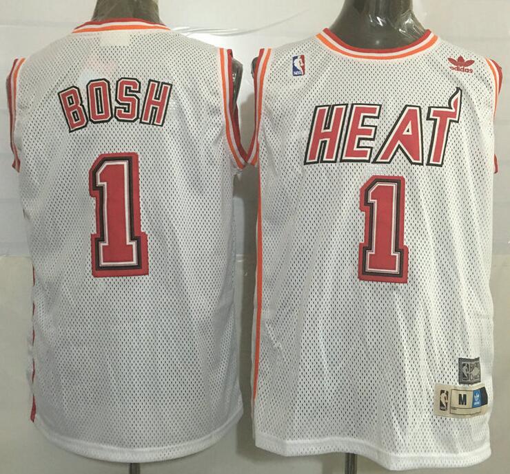 Miami Heat 1 Chris Bosh White adidas men basketball nba jersey