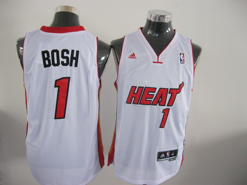 Miami Heat 1 Chris Bosh White adidas men nba basketball jersey