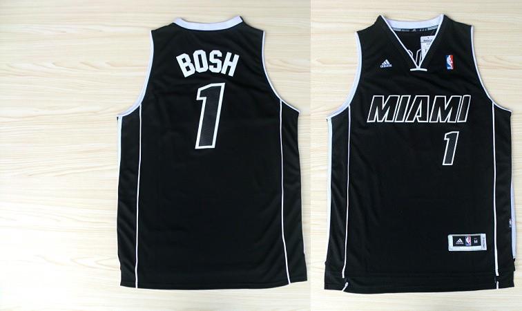 Miami Heat 1 Chris Bosh black adidas  men nba basketball jerseys