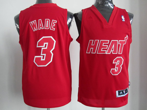 Miami Heat 3 Dwyane Wade Red Christmas NBA basketball Jersey