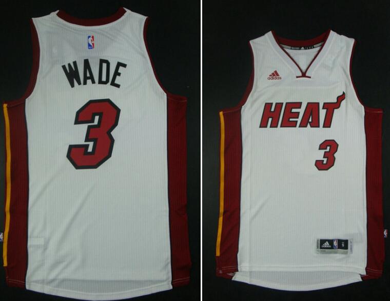 Miami Heat 3 Dwyane Wade Stitched White adidas men nba basketball jerseys