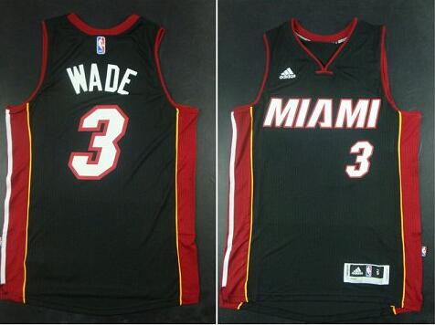 Miami Heat 3 Dwyane Wade Stitched black adidas men nba basketball jerseys