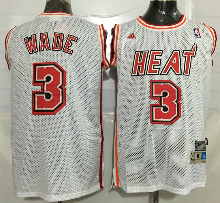 Miami Heat 3 Dwyane Wade Swingman Stitched White adidas men basketball nba jersey