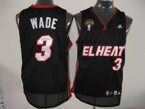 Miami Heat 3 Dwyane Wade black adidas men nba basketball jersey