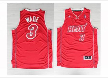 Miami Heat 3 Dwyane Wade red adidas men nba basketball jerseys