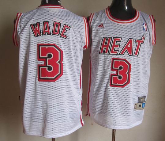 Miami Heat 3 Dwyane Wade white adidas men nba basketball jersey