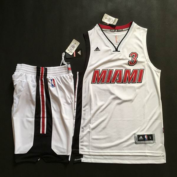 Miami Heat 3 Dwyane Wade white nba basketball suits