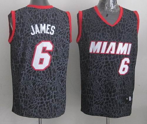 Miami Heat 6 LeBron James Black Decorative pattern adidas men nba basketball jerseys