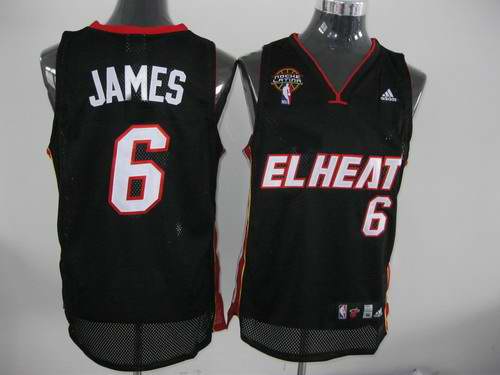 Miami Heat 6 LeBron James Black adidas men nba basketball jerseys