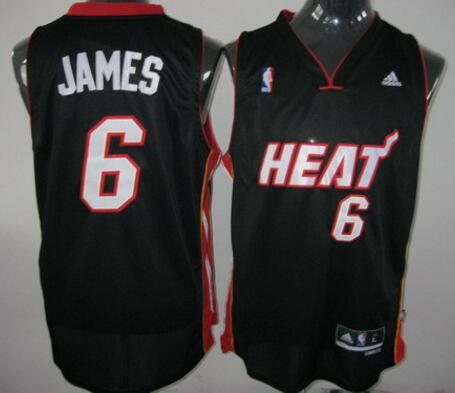 Miami Heat 6 LeBron James Black jerseys