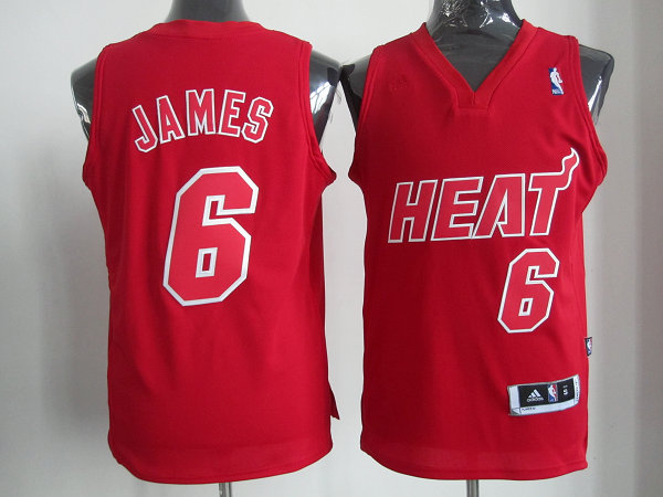 Miami Heat 6 LeBron James Red NBA Christmas Jerseys