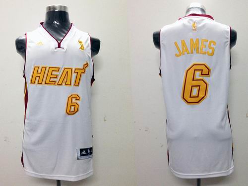 Miami Heat 6 LeBron James orange new style adidas men nba basketball jerseys