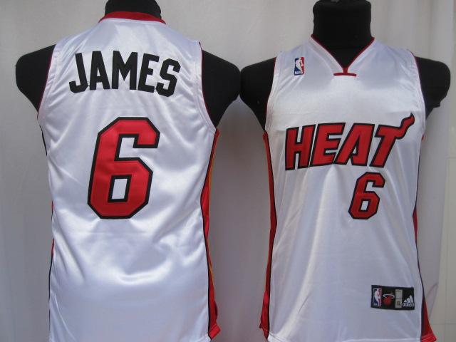 Miami Heat 6 LeBron James white jerseys