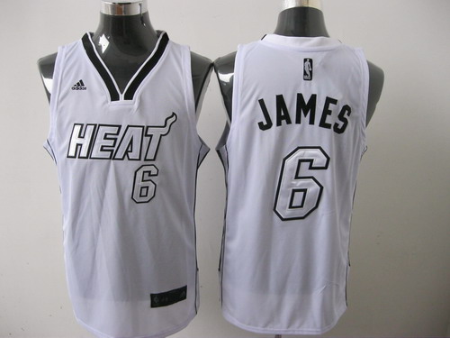 Miami Heat 6 LeBron James white new basketball jerseys