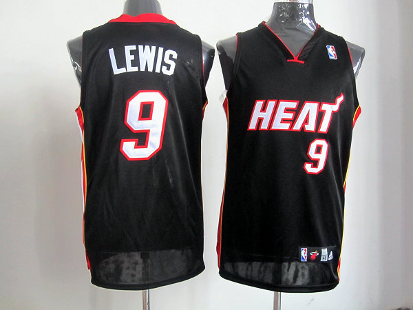 Miami Heat 9 Rashard Lewis Black adidas men nba basketball jersey