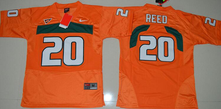 Miami Hurricanes 20 Ed Reed orange men NCAA college Football Jerseys