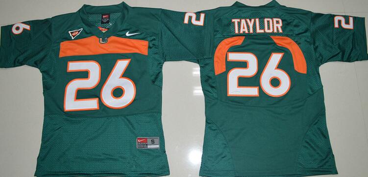 Miami Hurricanes 26 Sean Taylor green men NCAA college Football Jerseys
